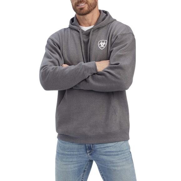 Ariat Men's Southwest Shield Sweatshirt Charcoal Heather hoodie L A004729 - Picture 2 of 13